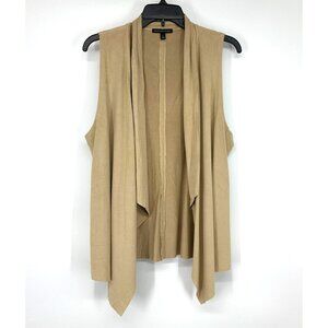 Signature Studio Vest Tan Faux Suede Sleeveless Open Front